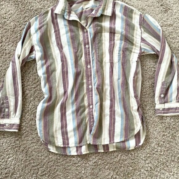 American Eagle Stripped Button Down Oversized Shirt - Picture 1 of 6